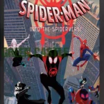 قاب پوستر با طرح جلد "THE OFFICIAL MOVIE SPECIAL SPIDER-MAN INTO THE SPIDER-VERSE" که مایلز مورالز را در مرکز، اسپایدر-گوئن، پیتر بی. پارکر، پنی پارکر و SP//dr و اسپایدر-نوآر را در اطراف او، در حال پریدن در میان آسمان‌خراش‌ها نشان می‌دهد. لوگوی "GREEN CASTLE" در پایین سمت چپ تصویر قرار دارد.