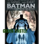 پوستری با ابعاد 60x40 یا 70x40 سانتی‌متر از جلد کمیک "Batman: Whatever Happened to the Caped Crusader?" که بتمن را از پشت در مرکز نشان می‌دهد، در حالی که خانواده وین (پدر، مادر، پسر) در سایه شنل او قرار دارند و چهره‌های جوکر، پنگوئن و کت‌ومن در بالای سر بتمن دیده می‌شوند.
