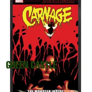 پوستری با ابعاد 60x40 یا 70x40 سانتی‌متر از جلد کمیک "Carnage: The Monster Inside" که کارنیج قرمز و سیاه را با دهانی باز و دندان‌های تیز در بالای تصویر نشان می‌دهد، و از او تارهای سیاه سیمبیوتی به سمت پایین سرازیر شده که اسپایدرمن را در حالی که روی زمین افتاده، درگیر کرده‌اند. عنوان "CARNAGE" و "THE MONSTER INSIDE" در پوستر دیده می‌شوند.